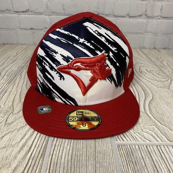 New Era Toronto Blue Jays On Field 4th of July Hat Flat Fitted 8 Red 59Fifty New - Picture 2 of 10